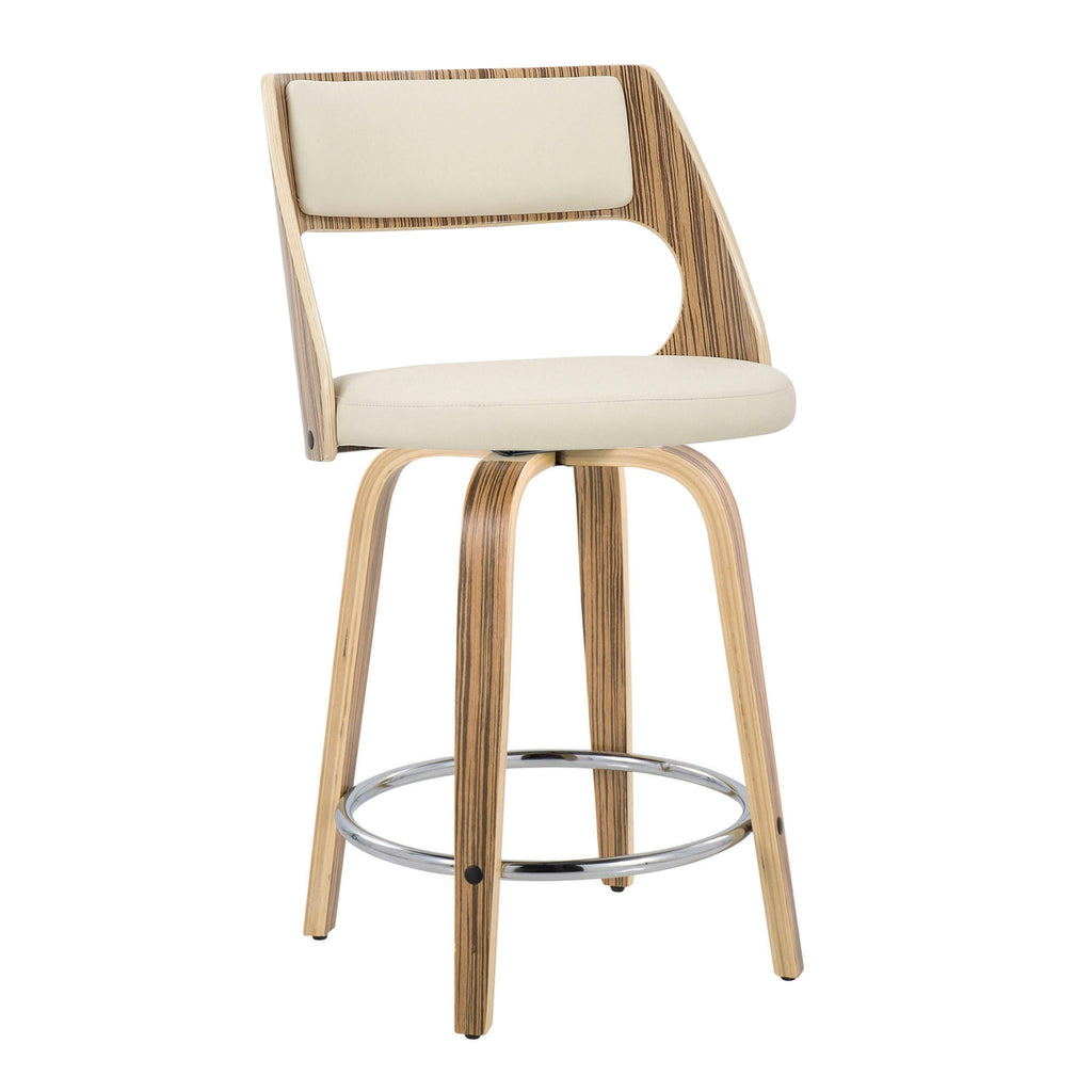 Cecina - Mid-Century Modern Fixed Height Counter Stool with Swivel