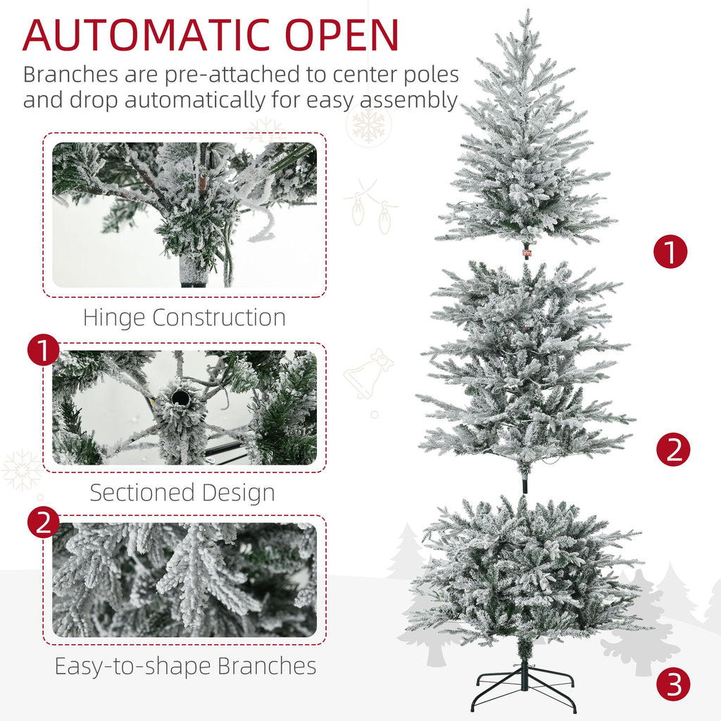 7.5ft Prelit Artificial Christmas Tree with Snow Flocked Branches - Warm Clear Lights