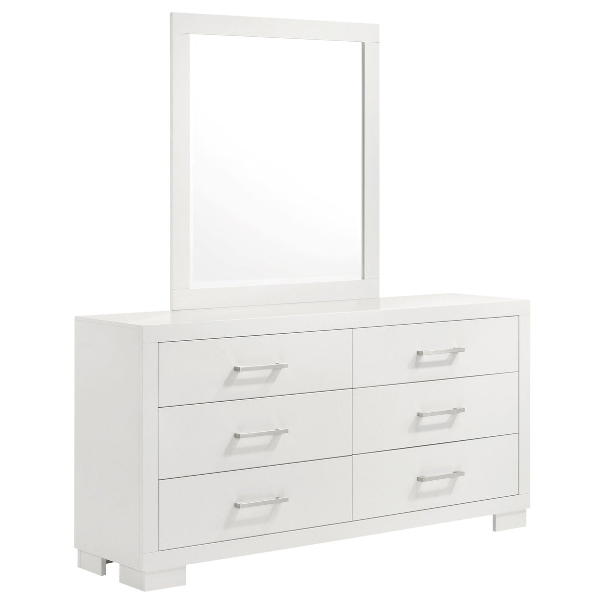 Jessica 6-drawer Dresser with Mirror Snow White