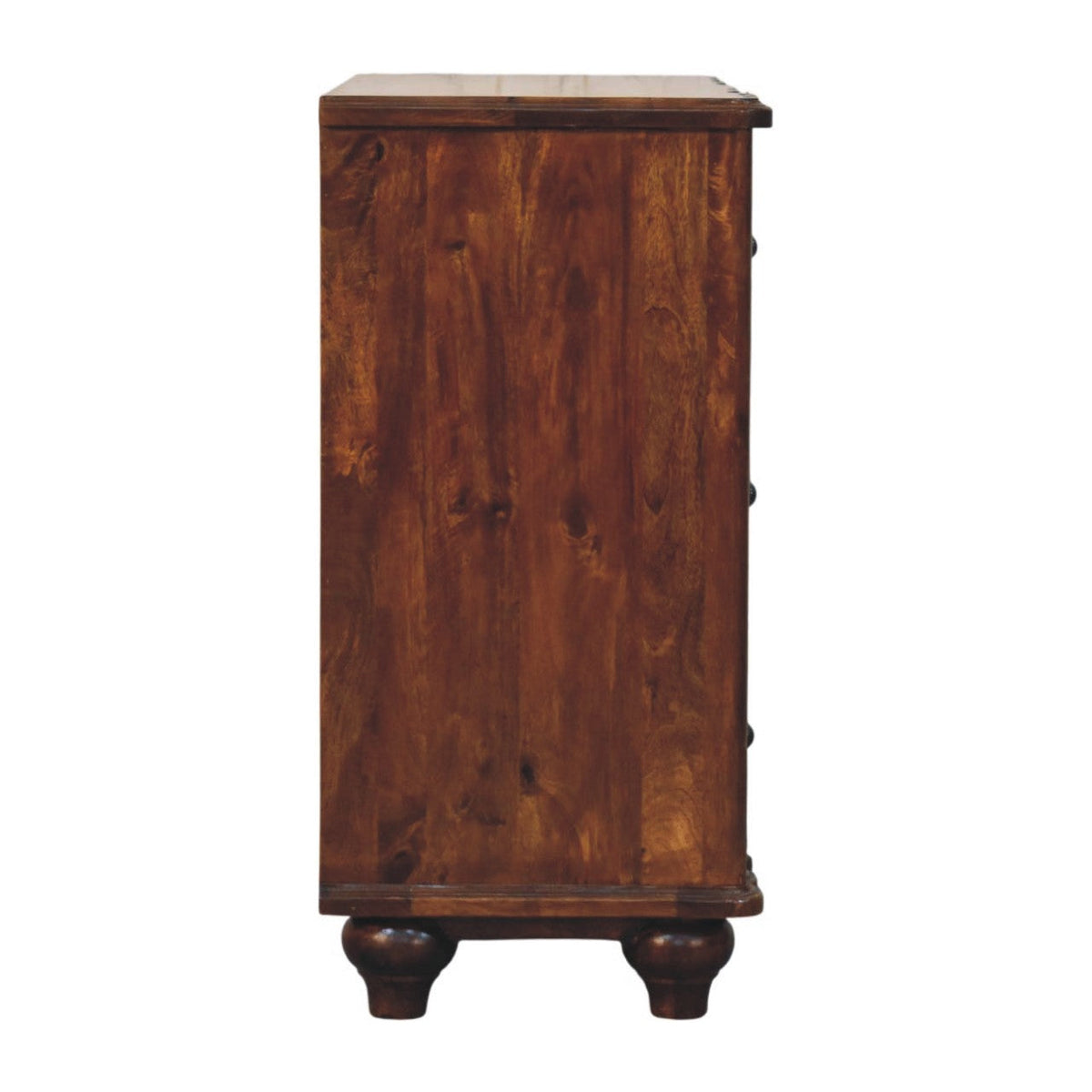 Solid Wood Lume 3 Drawer Chest with Handcrafted Detailing - Chestnut