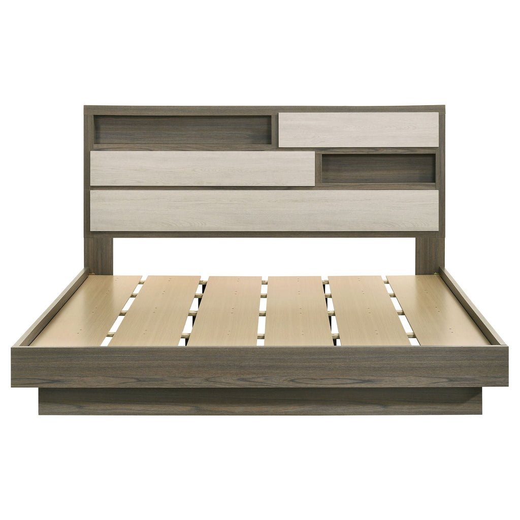 Fenwick Eastern King Bed Bookcase Headboard Grey Oak