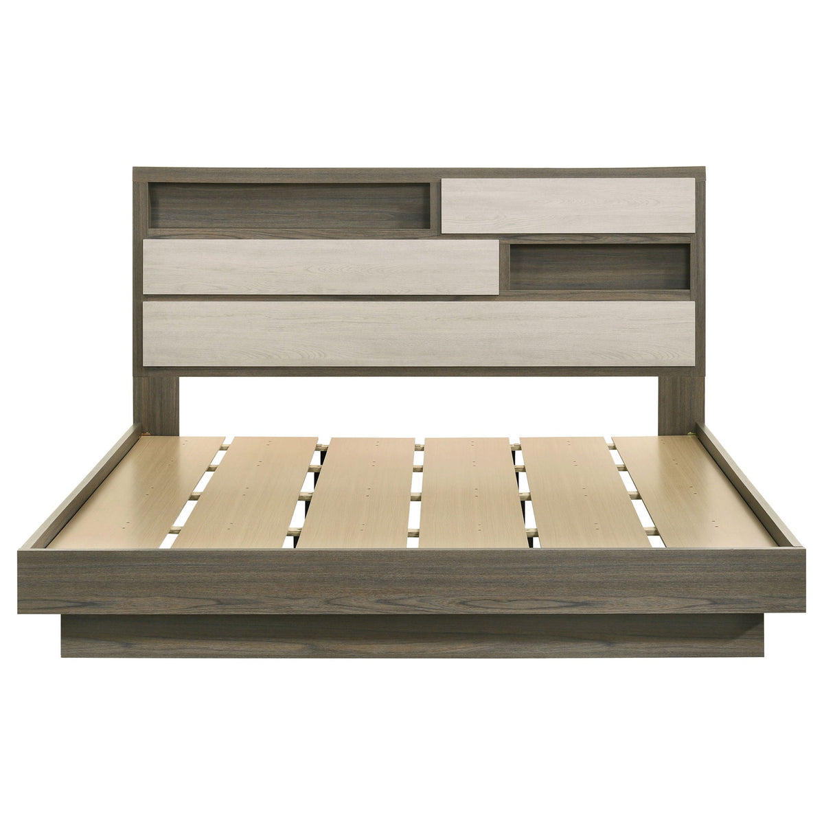 Fenwick Eastern King Bed Bookcase Headboard Grey Oak