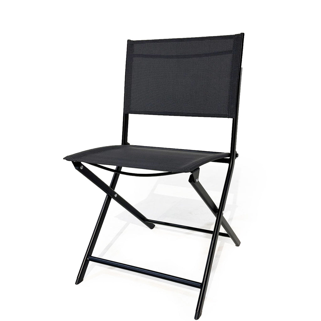 3 Piece Patio Bistro Set with Foldable Table and Chairs - Black