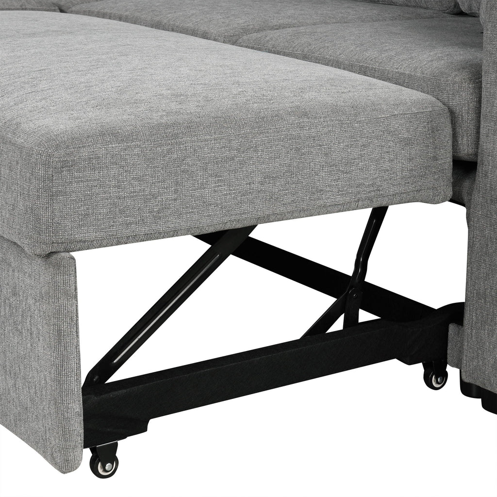 Single Pull Out Sofa Bed with USB Ports and Cup Holders - Dark Gray or Beige