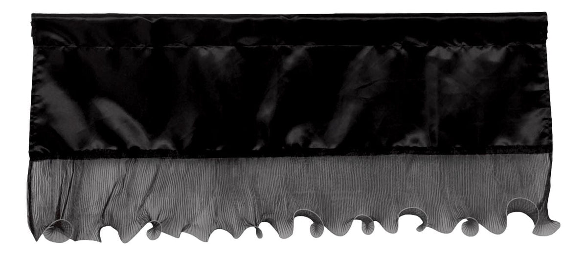 Tache Satin Ruffle Window Curtain Tailored Black 18x52" Valance (1622)