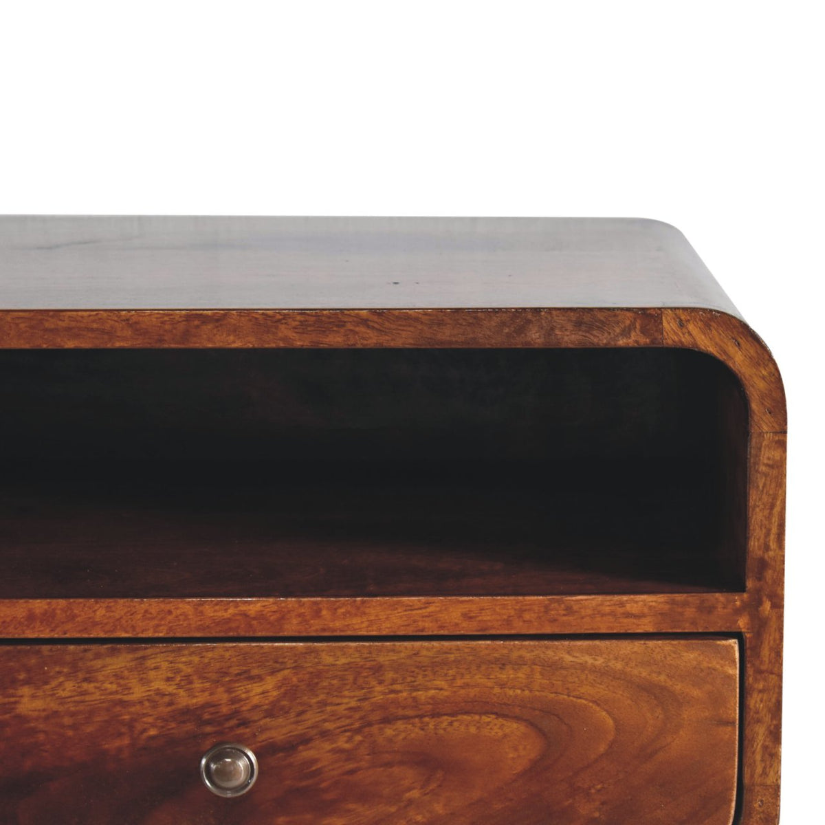 Large Floating Bedside Nightstand with Drawer and Open Shelf - Chestnut