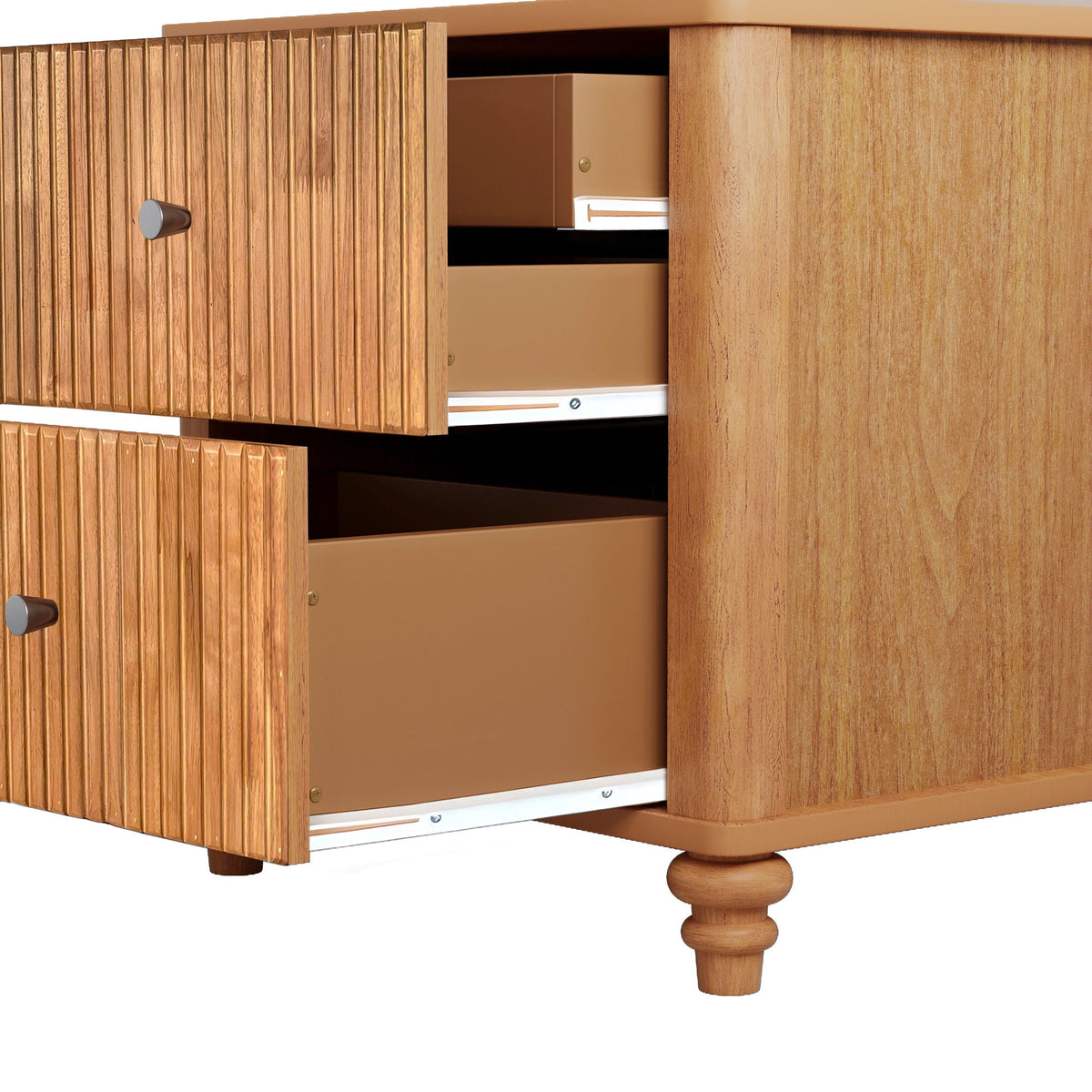 Modern Fluted Nightstand with 3 Drawers - Dark Brown or Light Brown