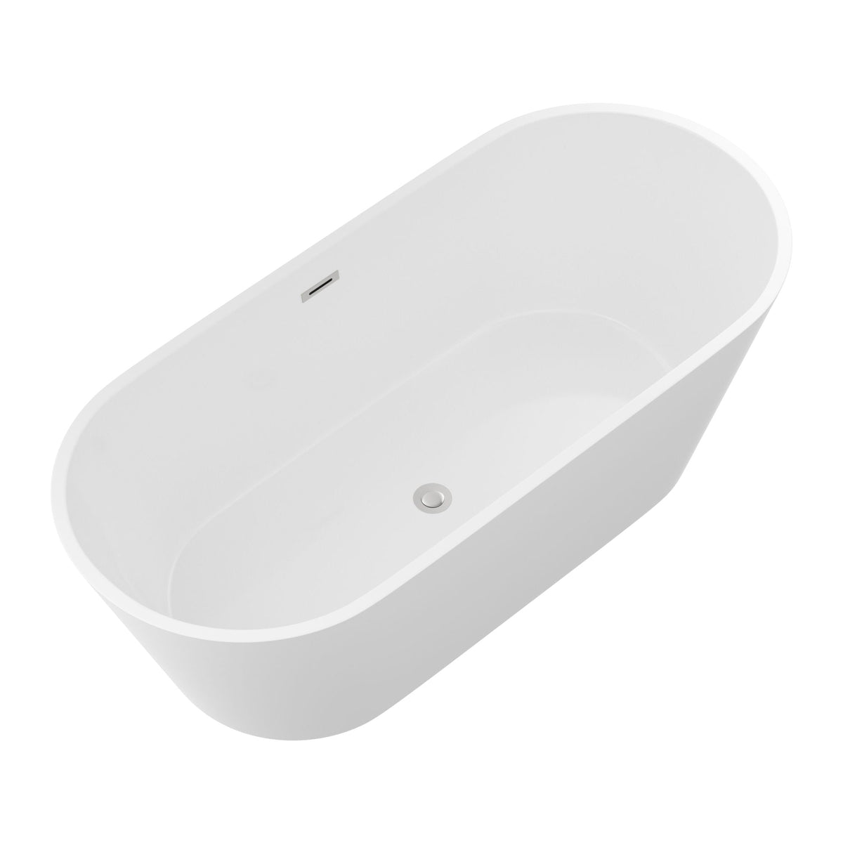 Gloss Freestanding Soaking Bathtub with Overflow and Drain - White