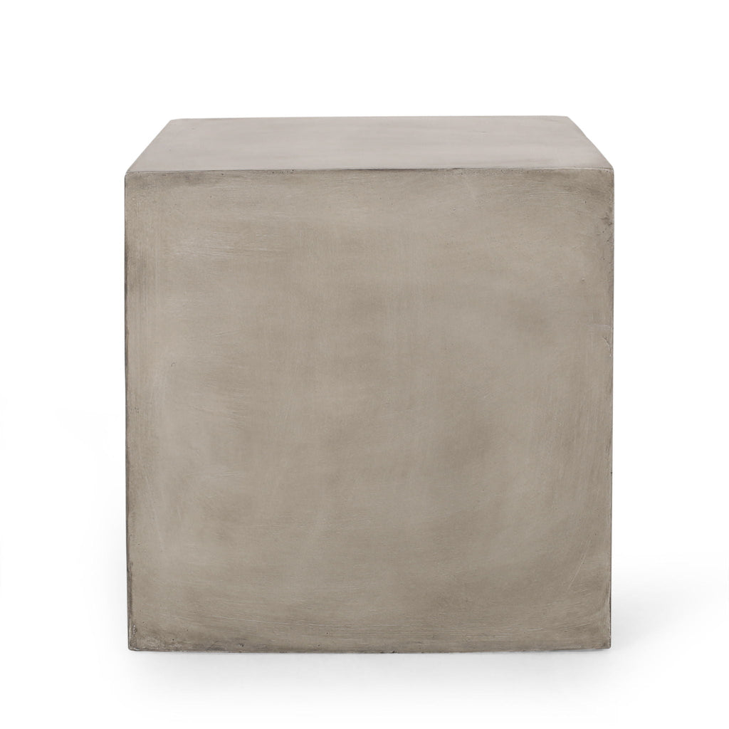 Square Lightweight Side Table with Travertine Finish - Gray or Beige