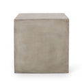 Square Lightweight Side Table with Travertine Finish - Gray or Beige