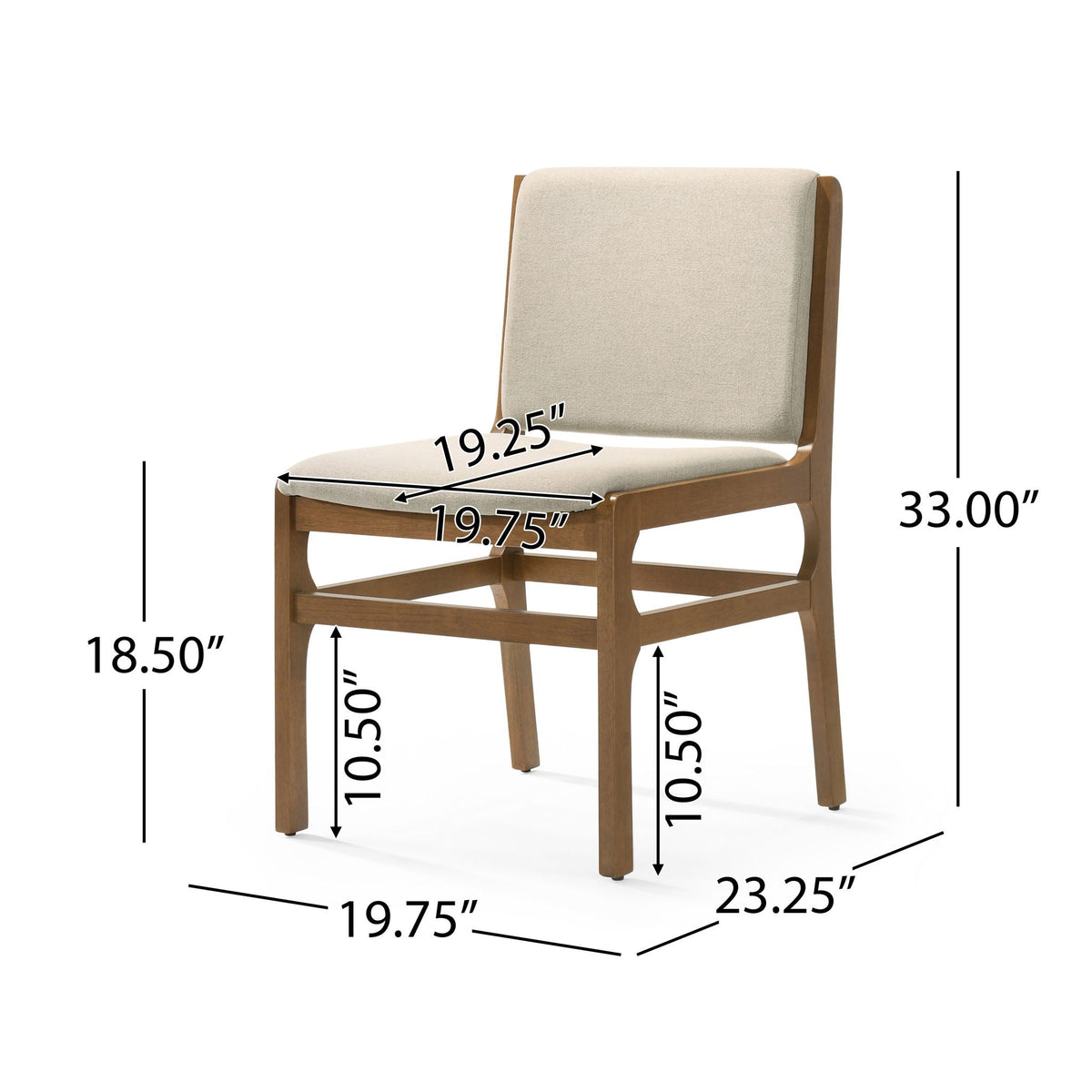 Contemporary Dining Chair Set with Upholstered Fabric Seats - Light Brown