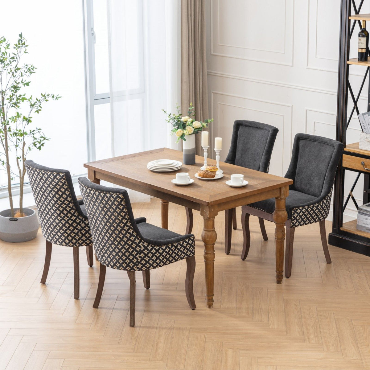 Ultra Side Dining Chair Set with Solid Wood Legs - Multiple Colors