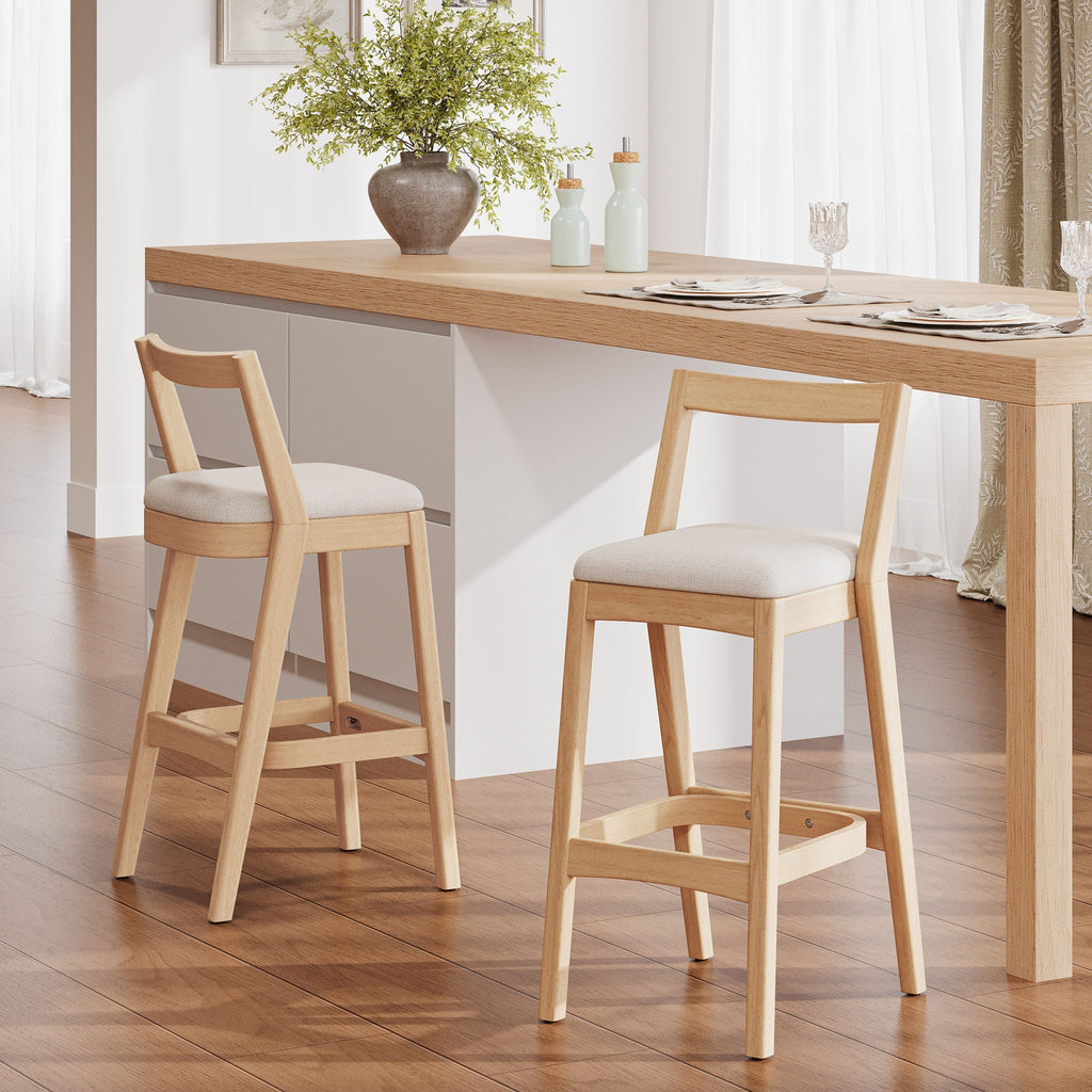 Jasper Indoor Barstool Set of 2 with Durable Rubberwood Seating - Dark Brown or Light Brown