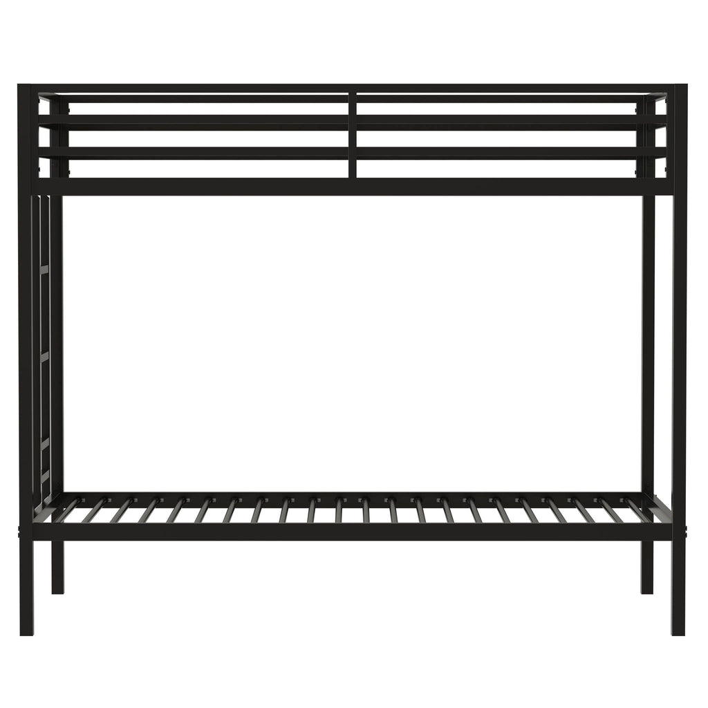 Twin Over Twin Bunk Bed with Safety Guardrails - Black