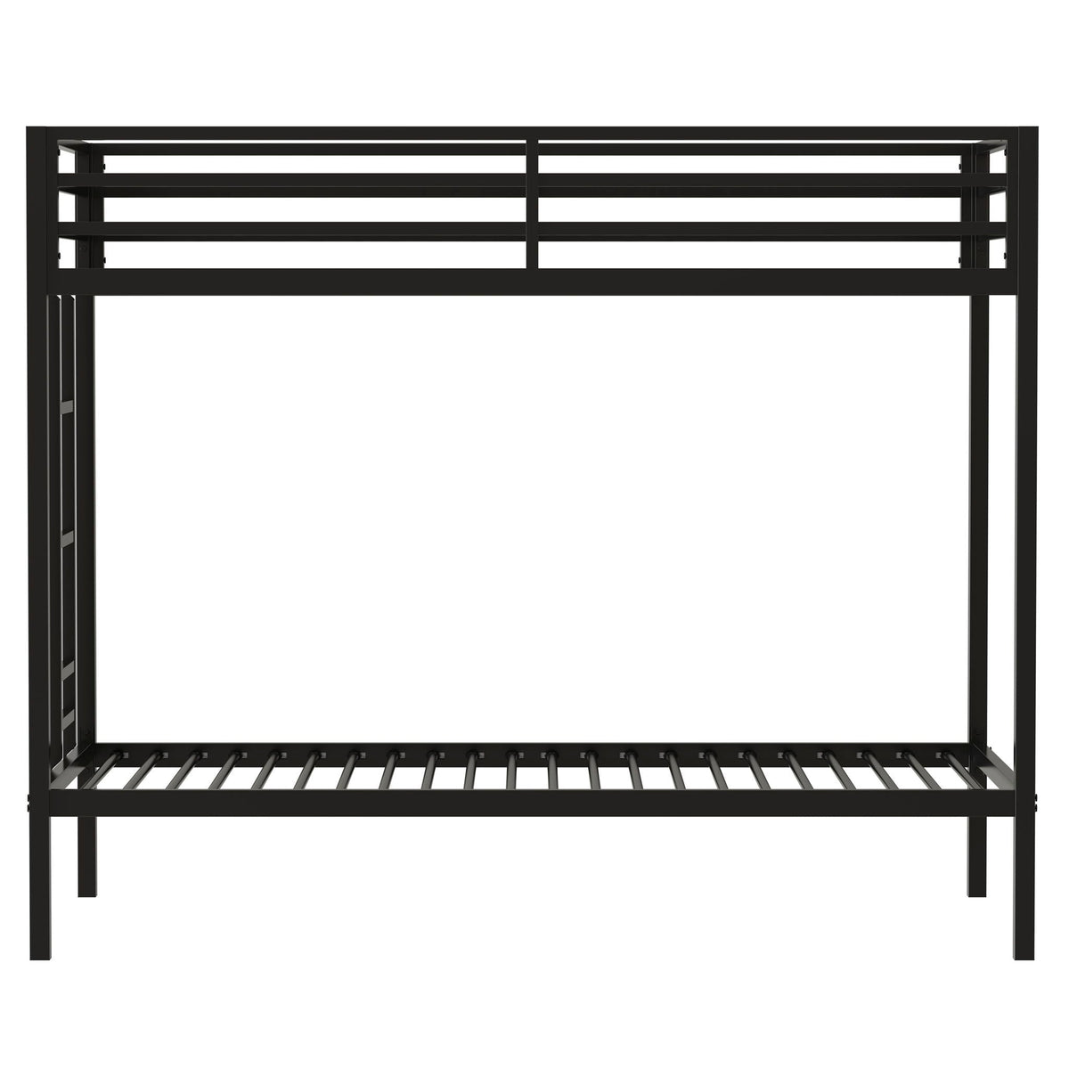 Twin Over Twin Bunk Bed with Safety Guardrails - Black