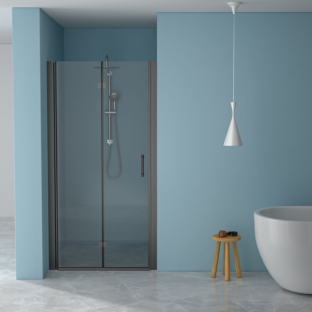 Fold Frameless Shower Door with Tempered Glass - Bi-Fold Modern Design
