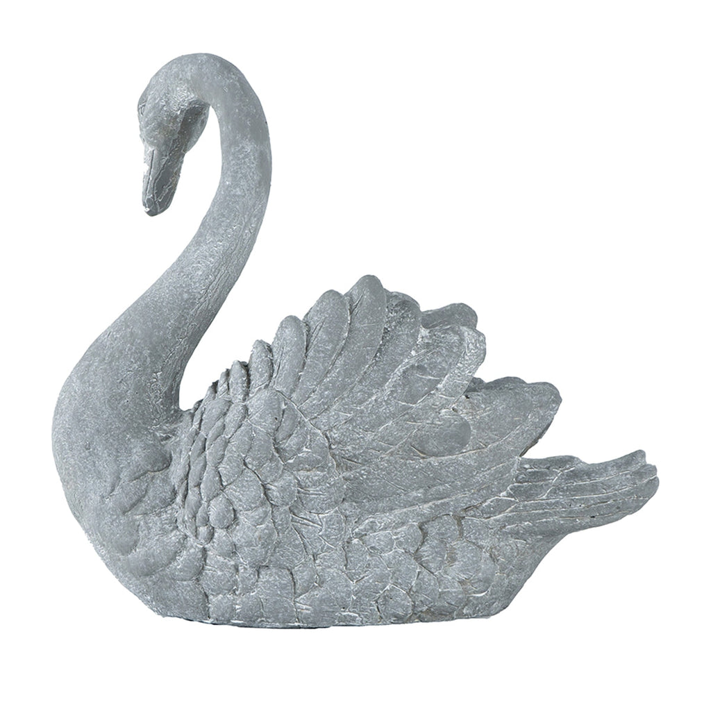 MGO Swan Planter with Decorative Sculpted Design - White