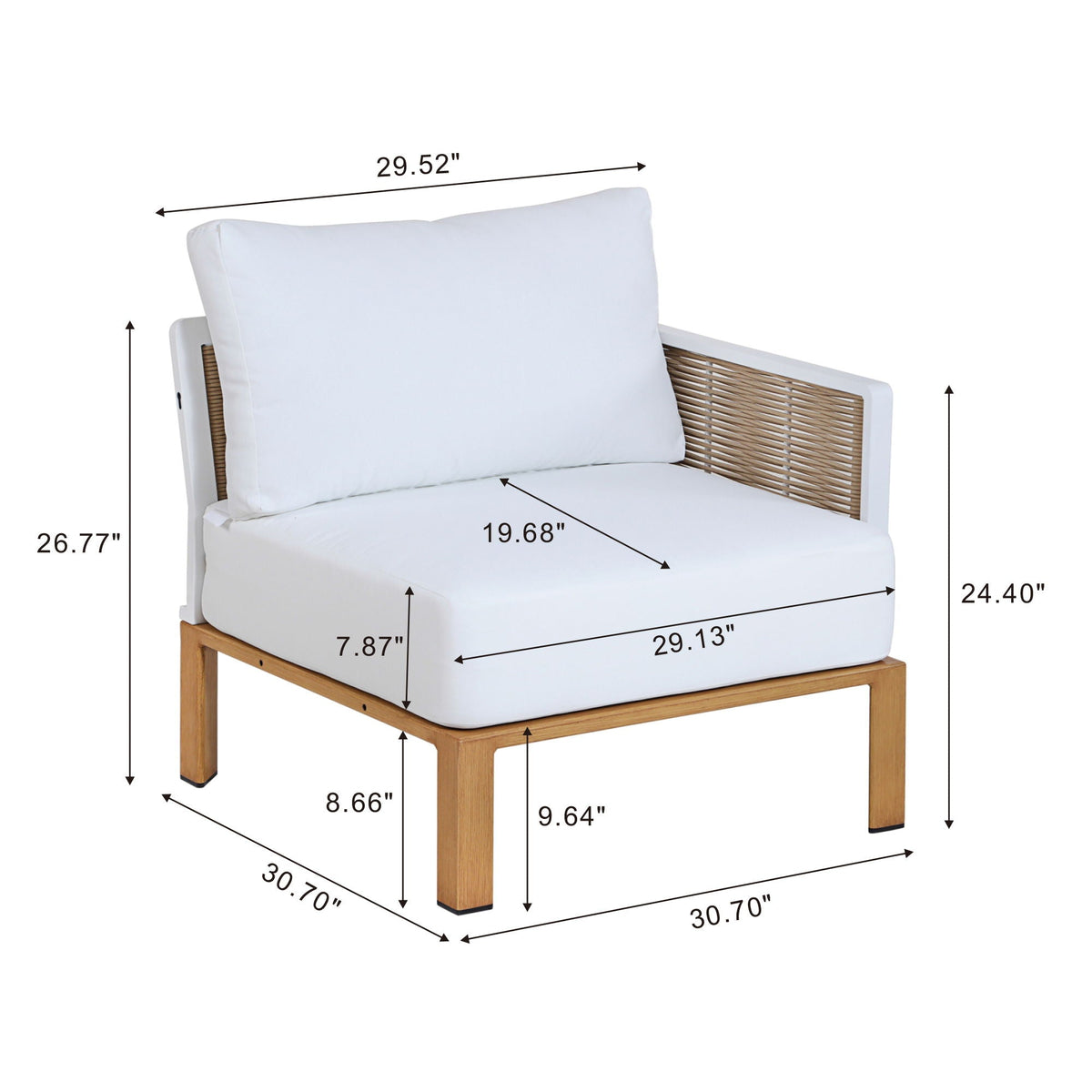 4 Piece Outdoor Conversation Set with Removable Cushions - White