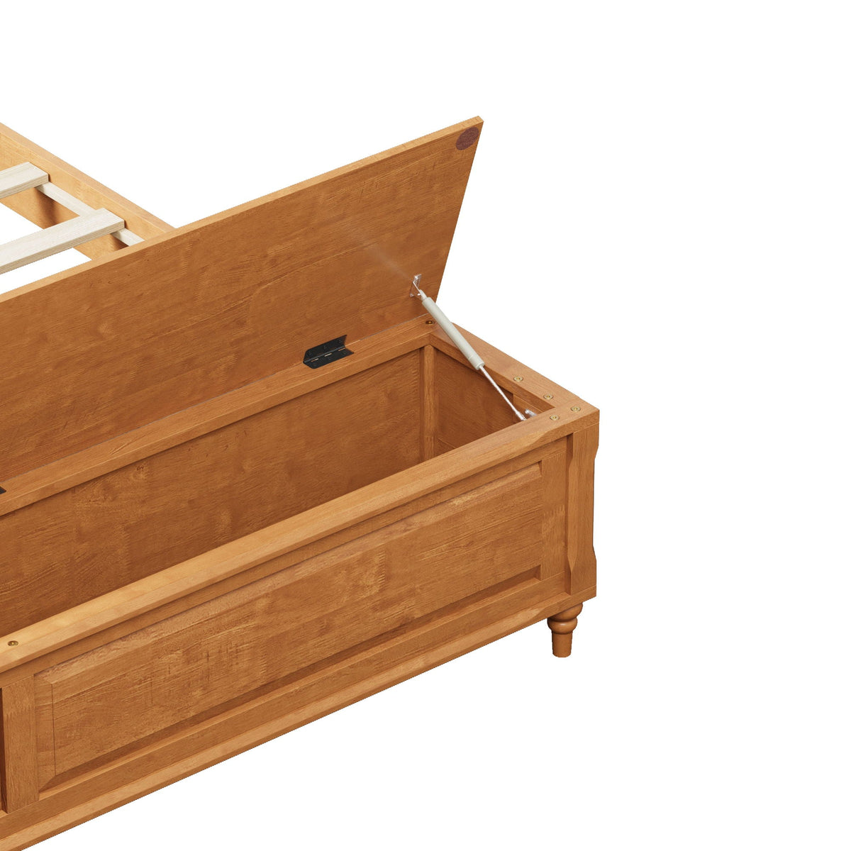 Sleigh Bed Frame with Tall Headboard and Storage Bench - Dark or Light Brown