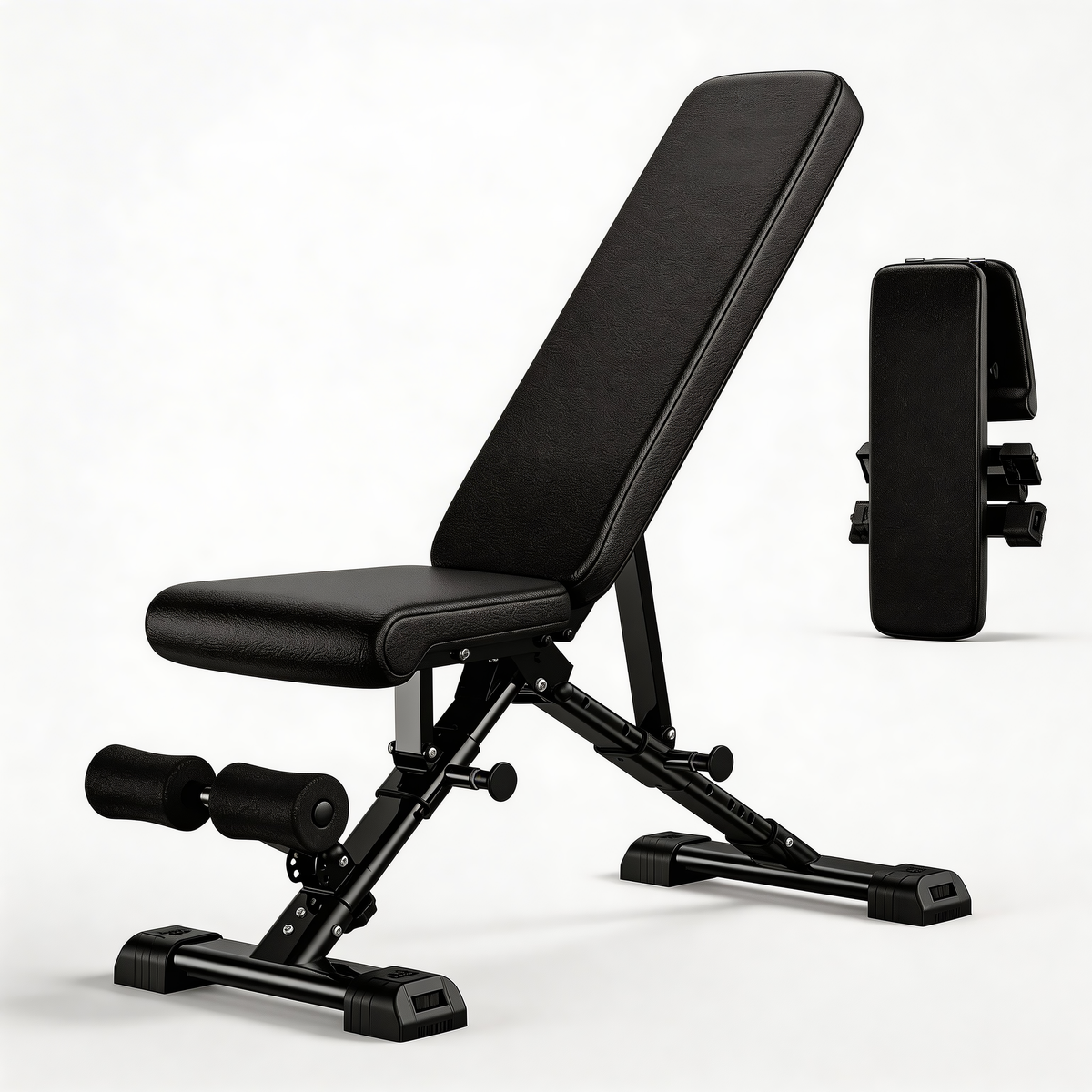 Adjustable Weight Bench with Resistance Bands - Steel Frame