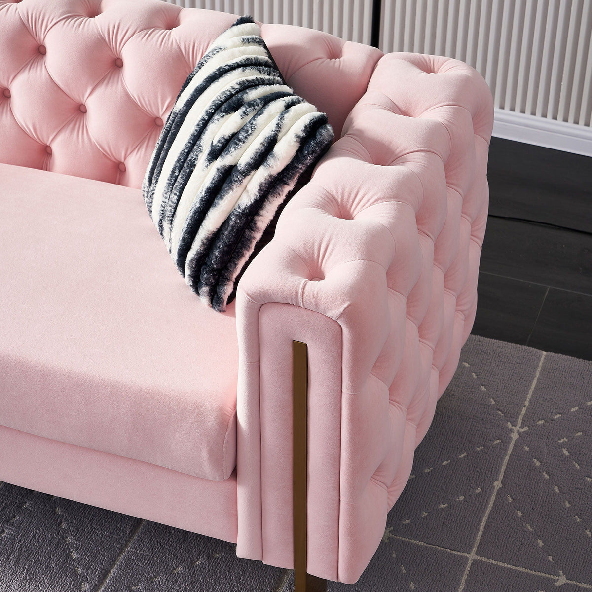 Modern Tufted Living Room Sofa with Button Detail - 84.25" Wide, Multiple Colors