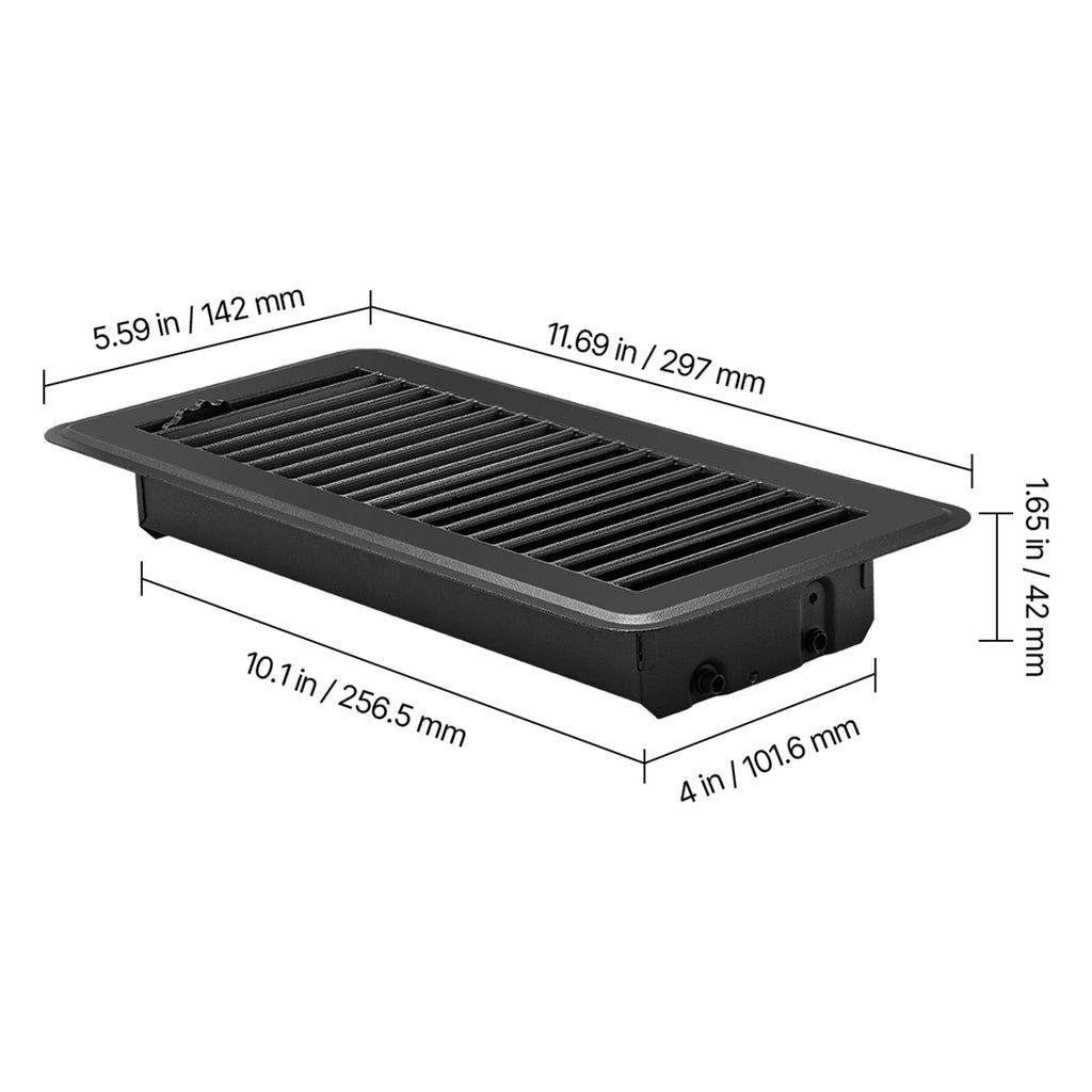 Iron Floor Registers 4 x 10 Inch 12-Pack with Adjustable Airflow - Iron