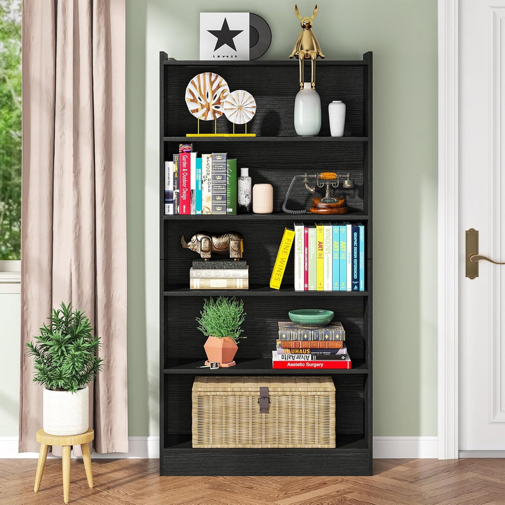 Library Bookshelf With Storage - Multiple Heights Available - White or Black