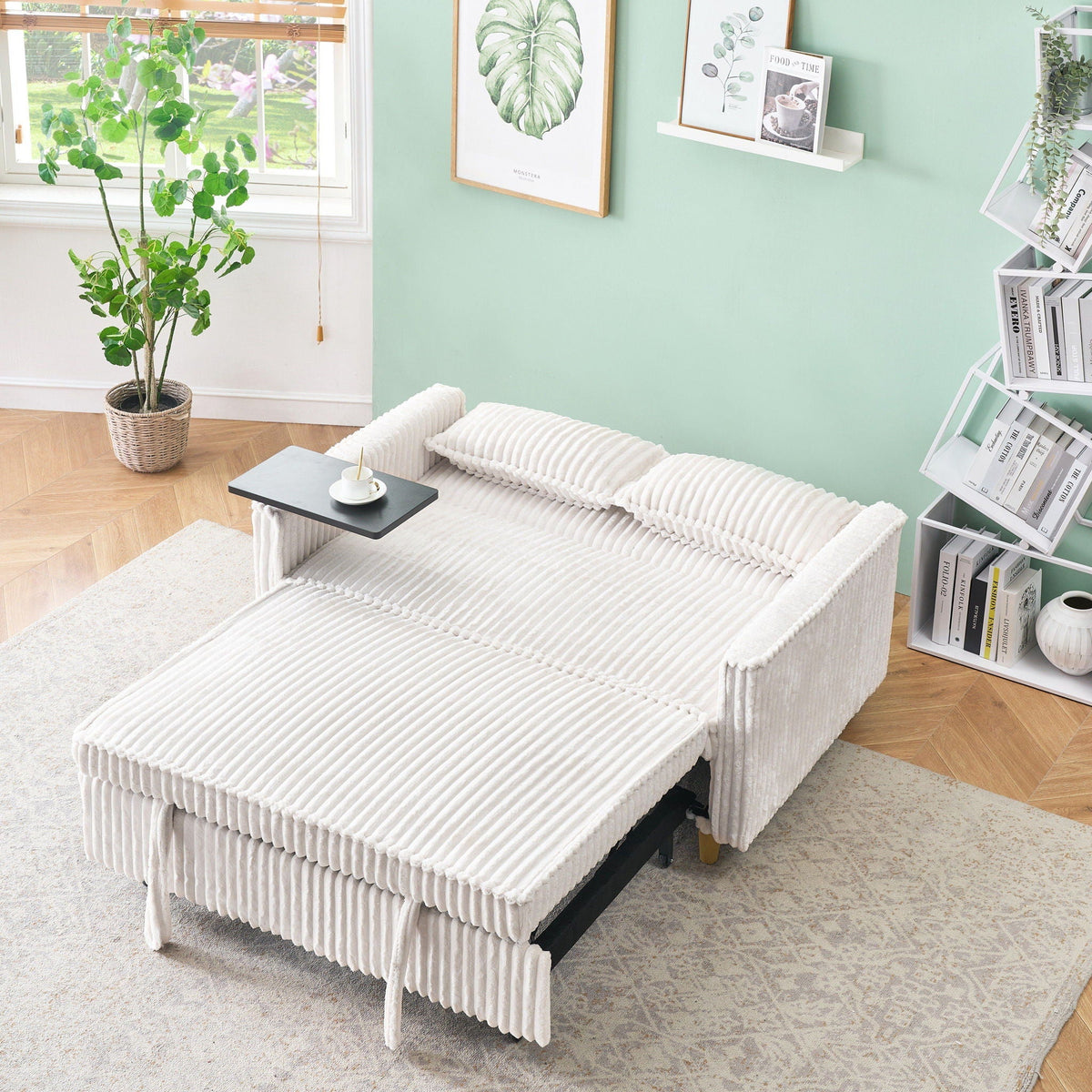 Pull Out Sofa With Movable Tabletop and USB Ports - Multiple Colors