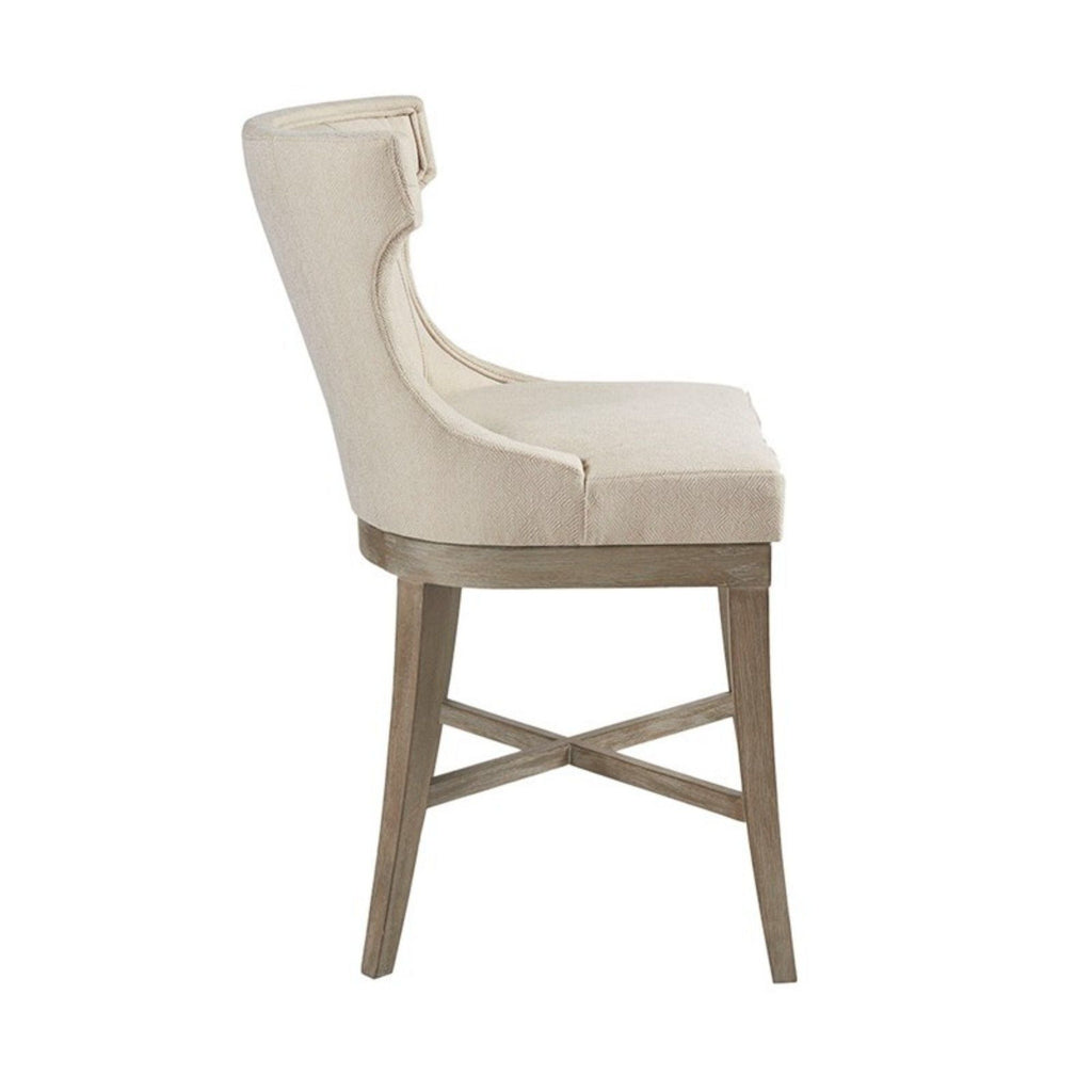 Carson Counter Stool with Swivel Seat - Wingback Design - Beige, Gray, Blue