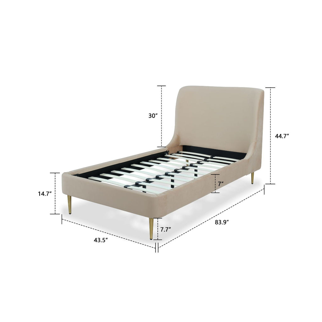 Heather Upholstered Bed with Curved Headboard - Multiple Colors