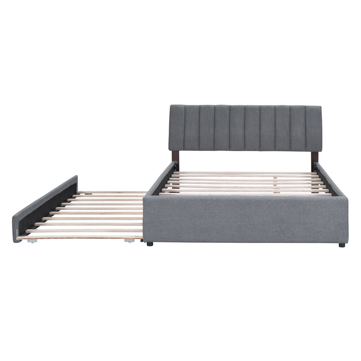 Upholstered Platform Bed With Trundle and LED Lights - Full or Queen