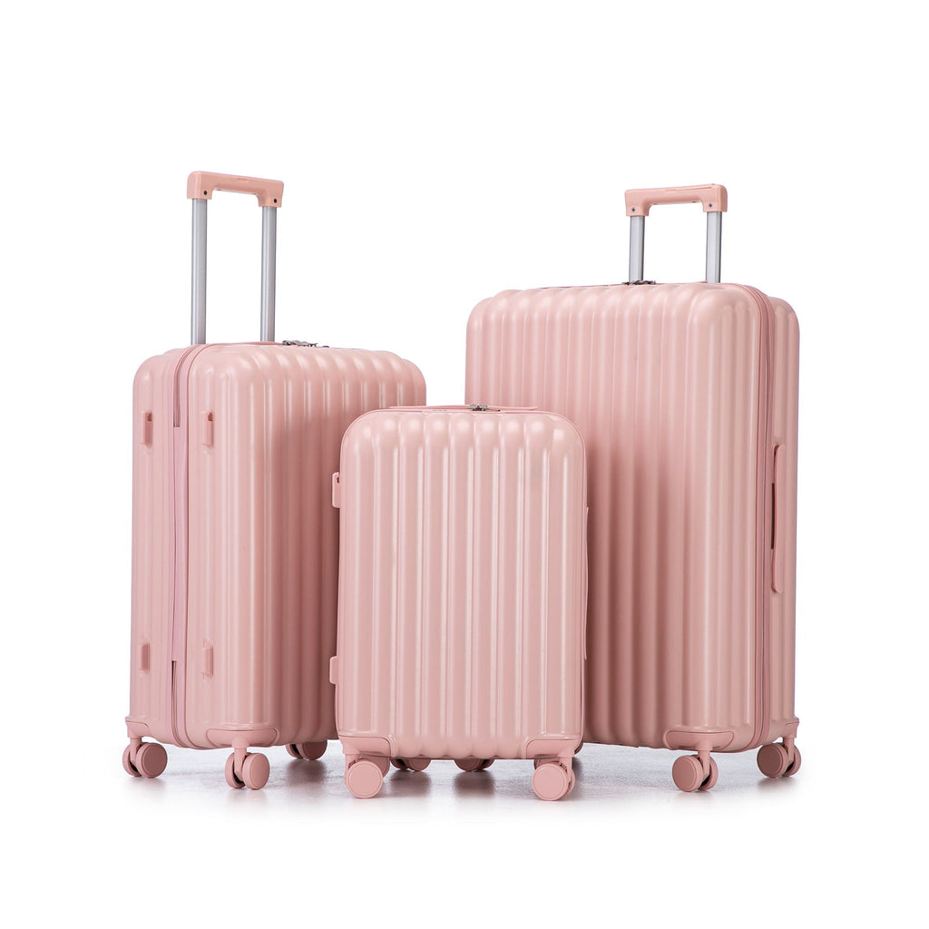 Spinner Wheel Luggage Set with USB Port and Holders - Pink, Black, Green
