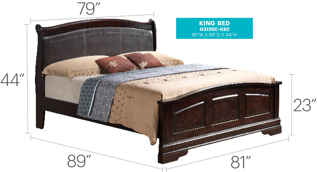 Elegantly Crafted Panel Sleigh Bed with Upholstered Panels - Multiple Colors