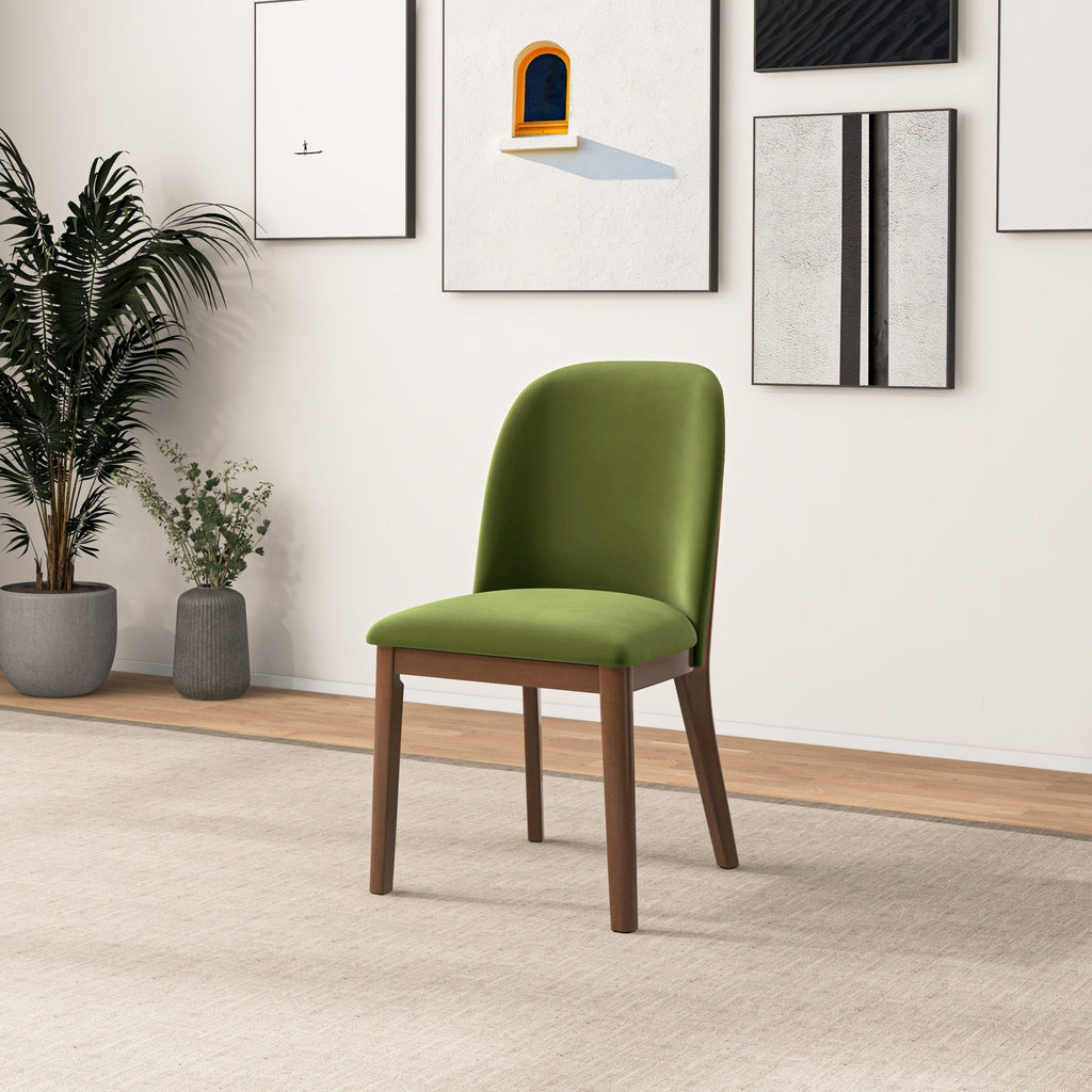 Comfort Dining Chair Set of 2 with Solid Wood Legs - Beige, Orange, Blue, Green