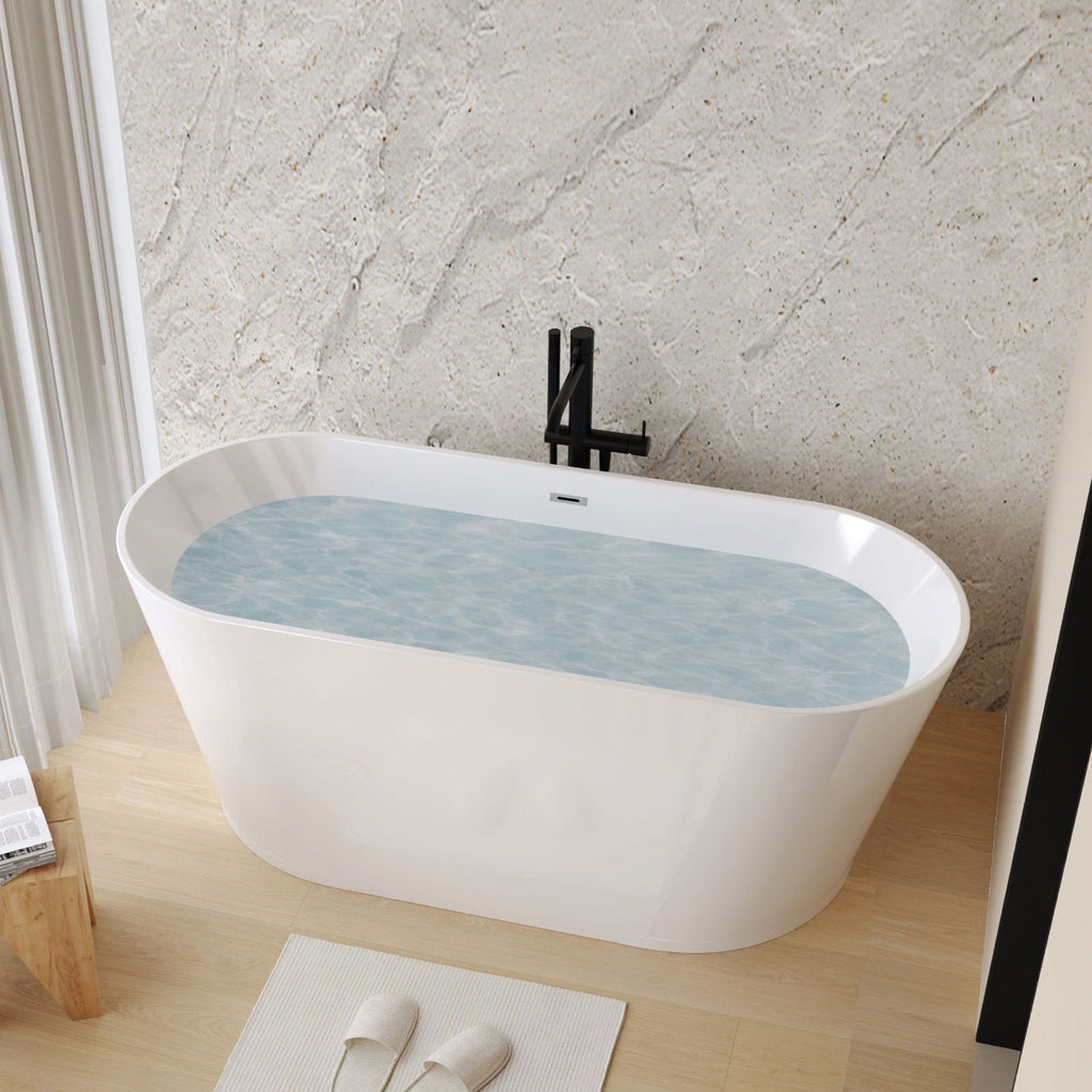 Glossy Freestanding Bathtub with Toe Tap Drain - Multiple Sizes, White or Black