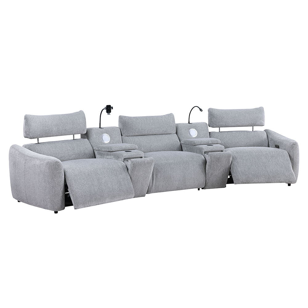 Fullar - Modular Power Motion Armless Recliner - Light Gray Chenille