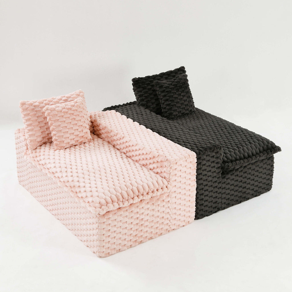 Multifunctional 4-Seater Stationary Sofa with Adjustable Layout - Pink & Black