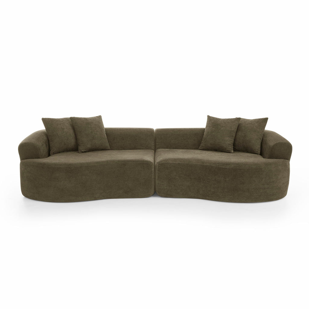 4 Seater Curved Cloud Sectional Sofa with High-Density Foam - Corduroy