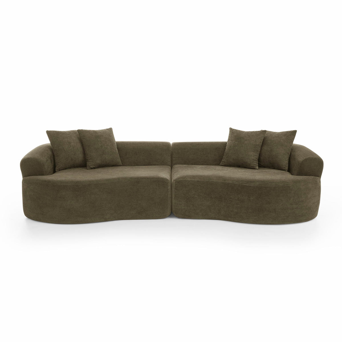 4 Seater Curved Cloud Sectional Sofa with High-Density Foam - Corduroy