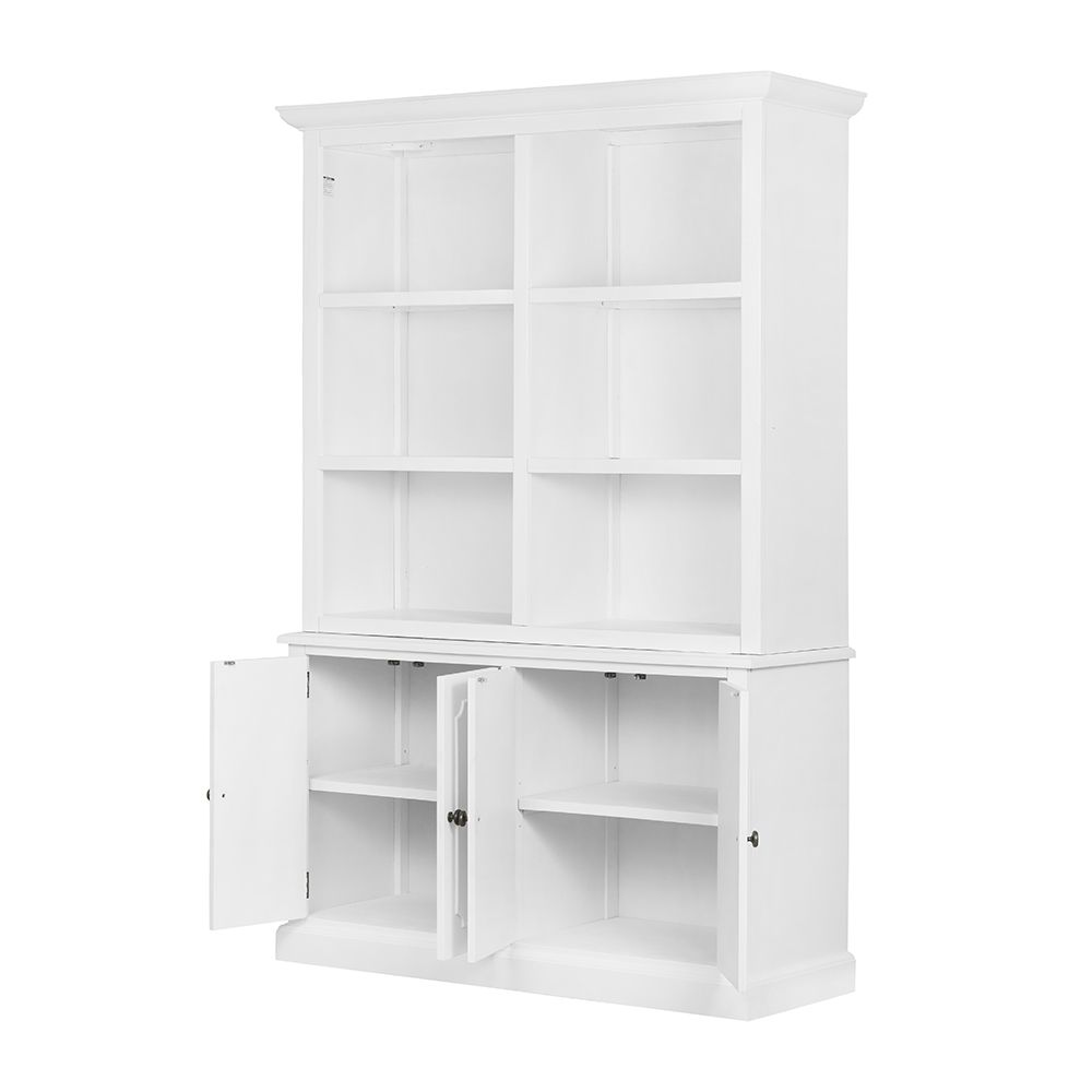 French Country Wood Cabinet Bookcase with Solid Acacia Construction - Light Brown or White