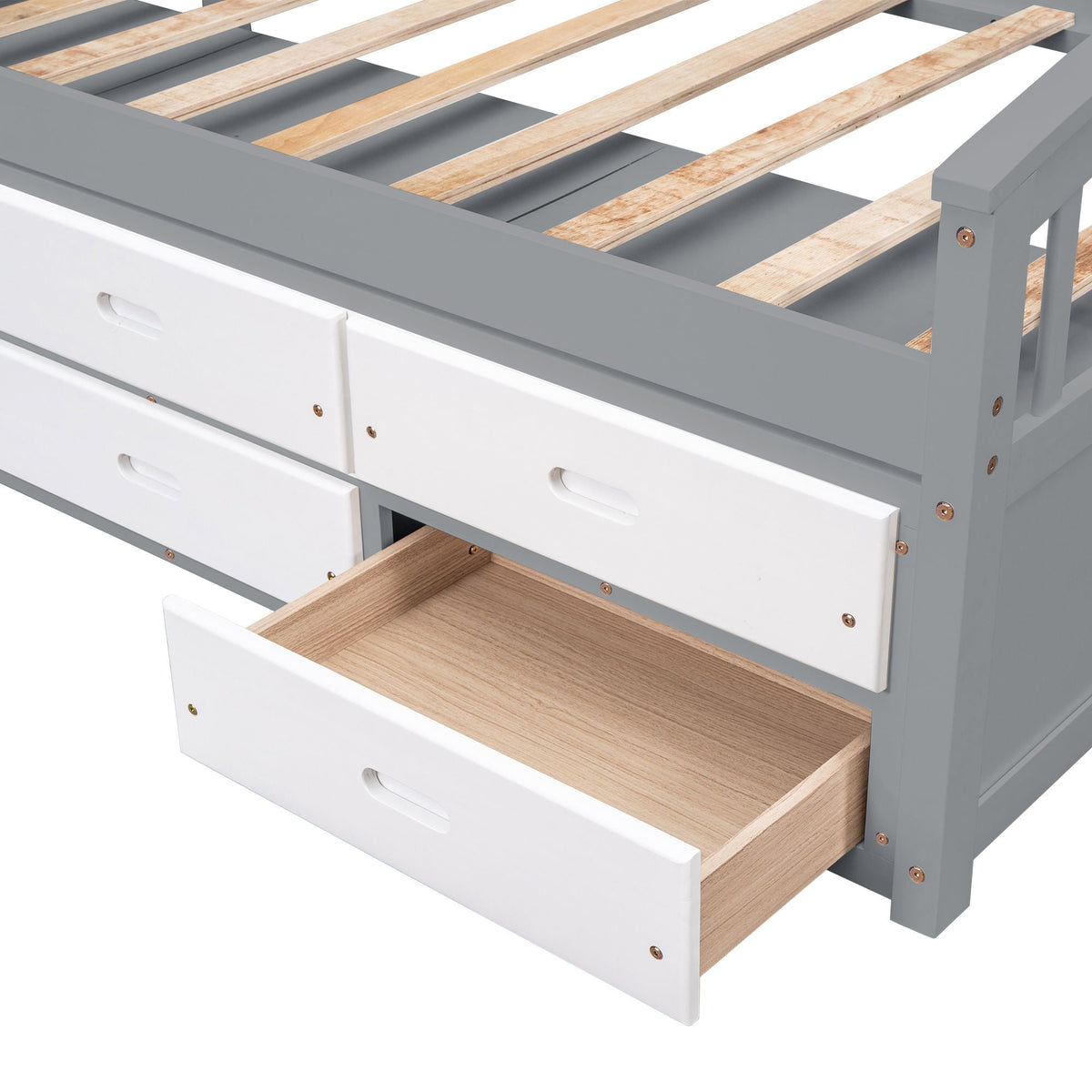 Solid Wood Twin Storage Bed with 6 Drawers - Multiple Colors