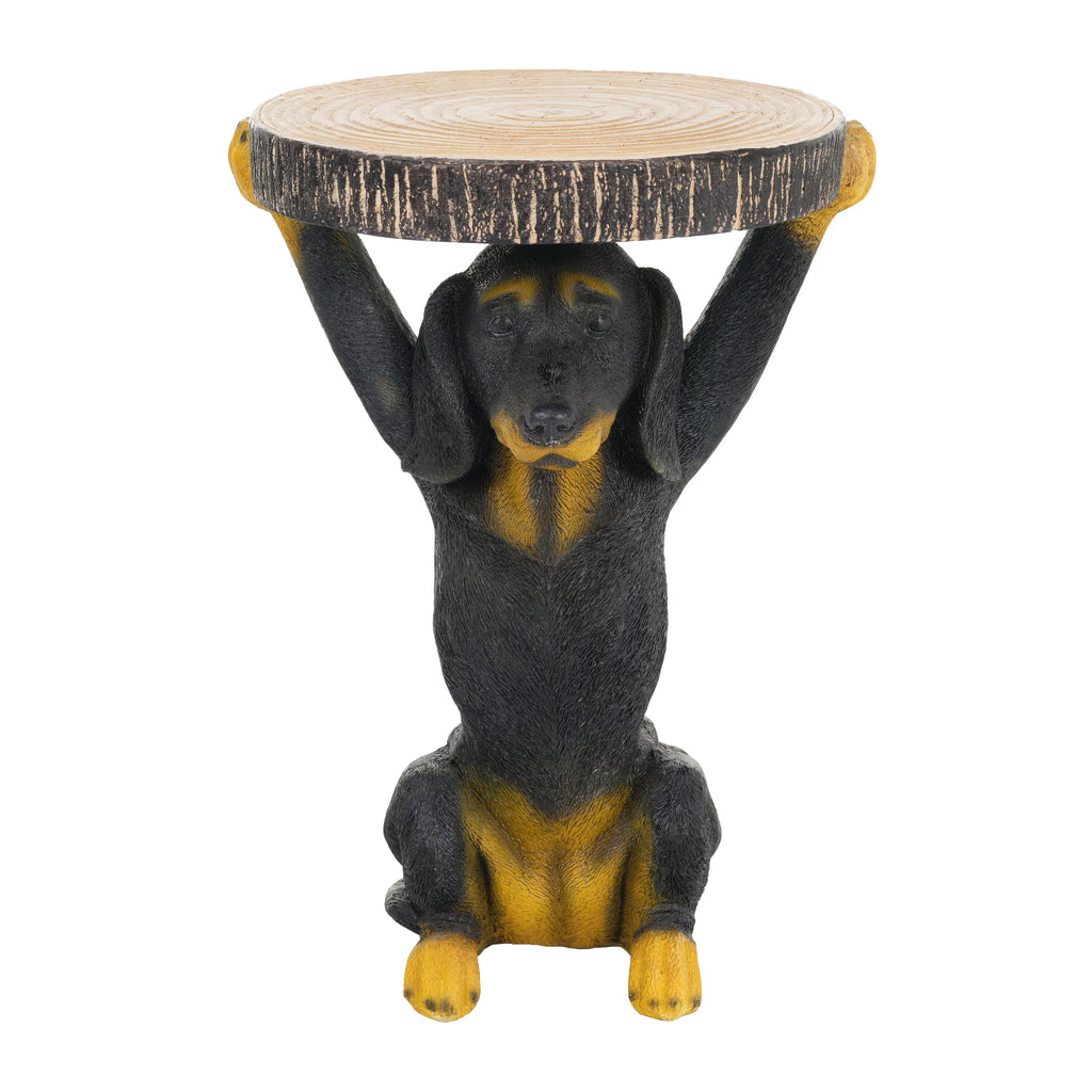 Whimsical Black Dog MGO Side Table with Weather-Resistant Finish - Black