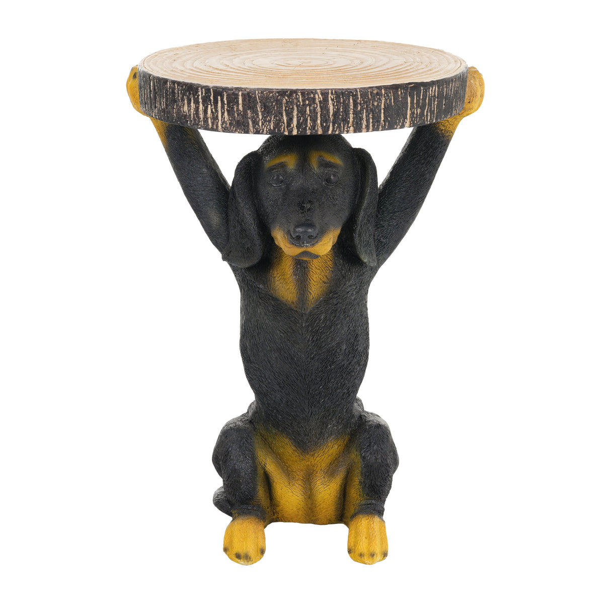 Whimsical Black Dog MGO Side Table with Weather-Resistant Finish - Black