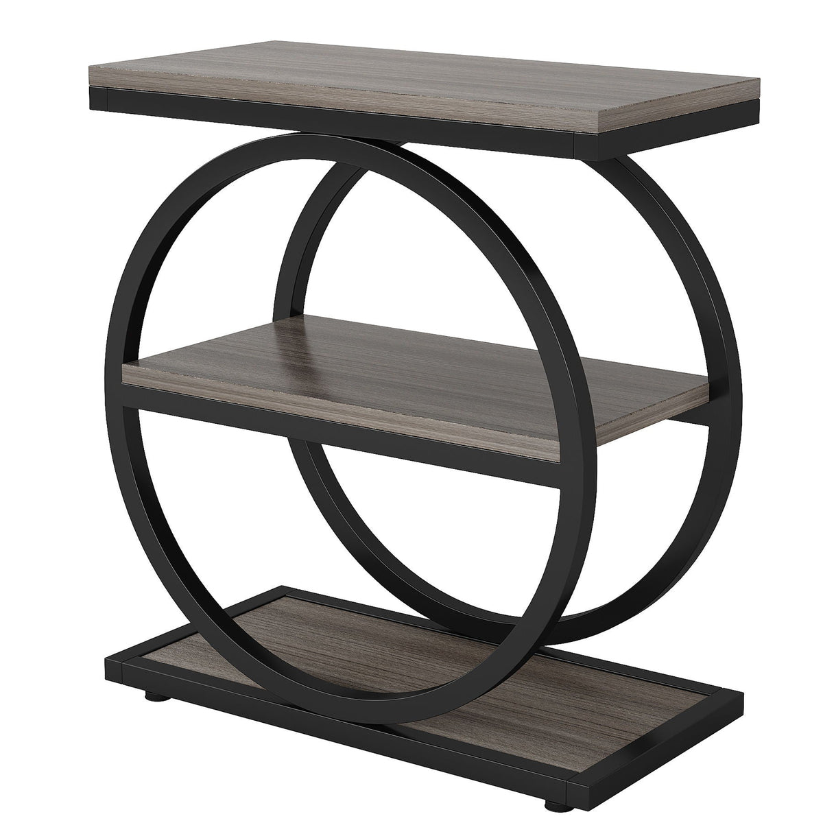Industrial Narrow End Table with 3 Shelves - Dark Gray, Light Brown, or Dark Brown