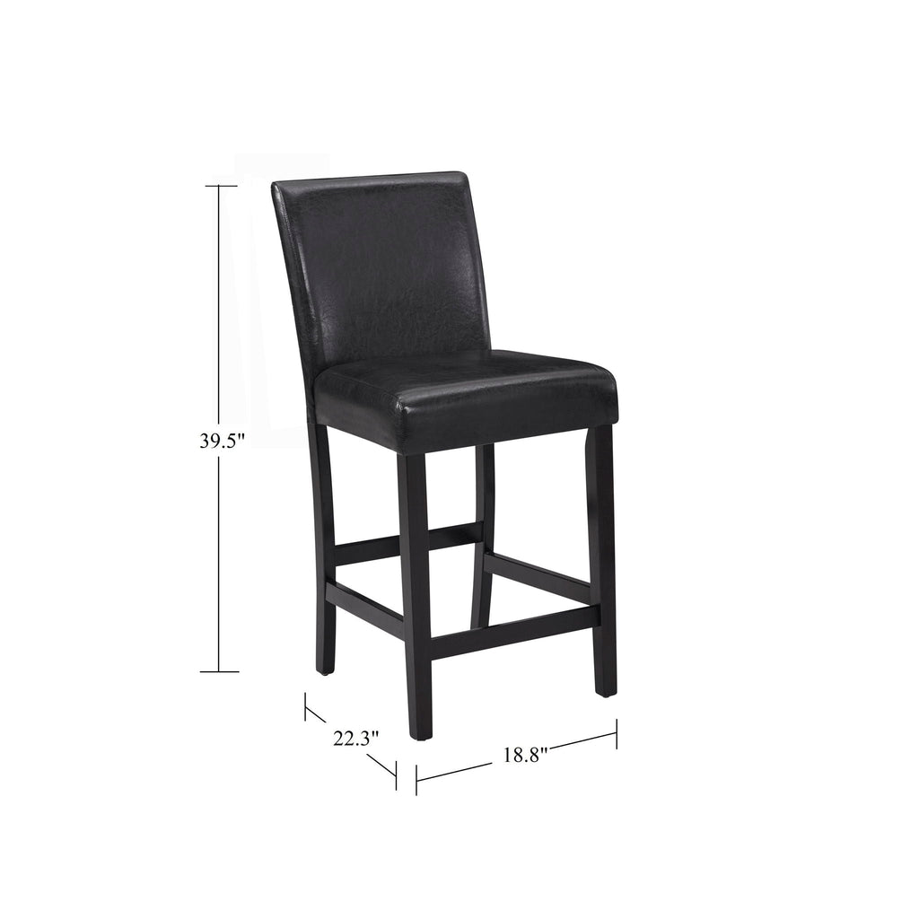 Modern 5 Piece Counter Height Dining Set with Tufted Nail Head Chairs - Black