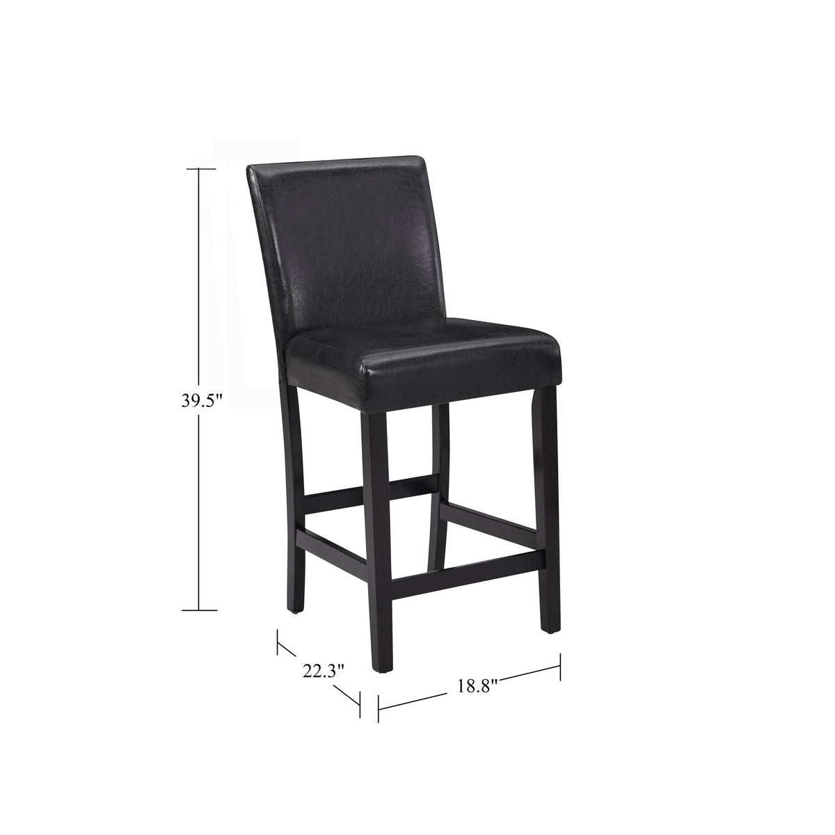 Modern 5 Piece Counter Height Dining Set with Tufted Nail Head Chairs - Black