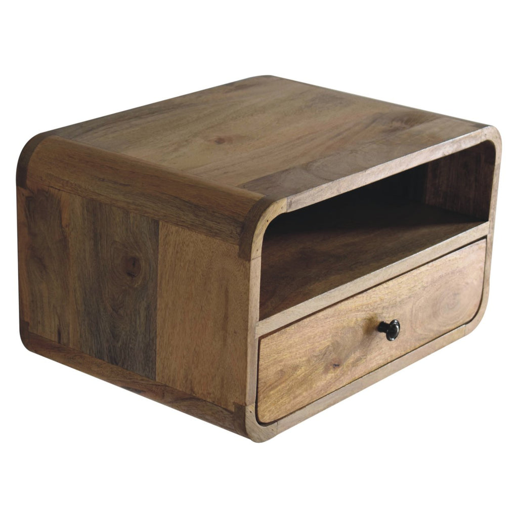 Large Floating Bedside Nightstand with Drawer and Open Slot - Oak-ish