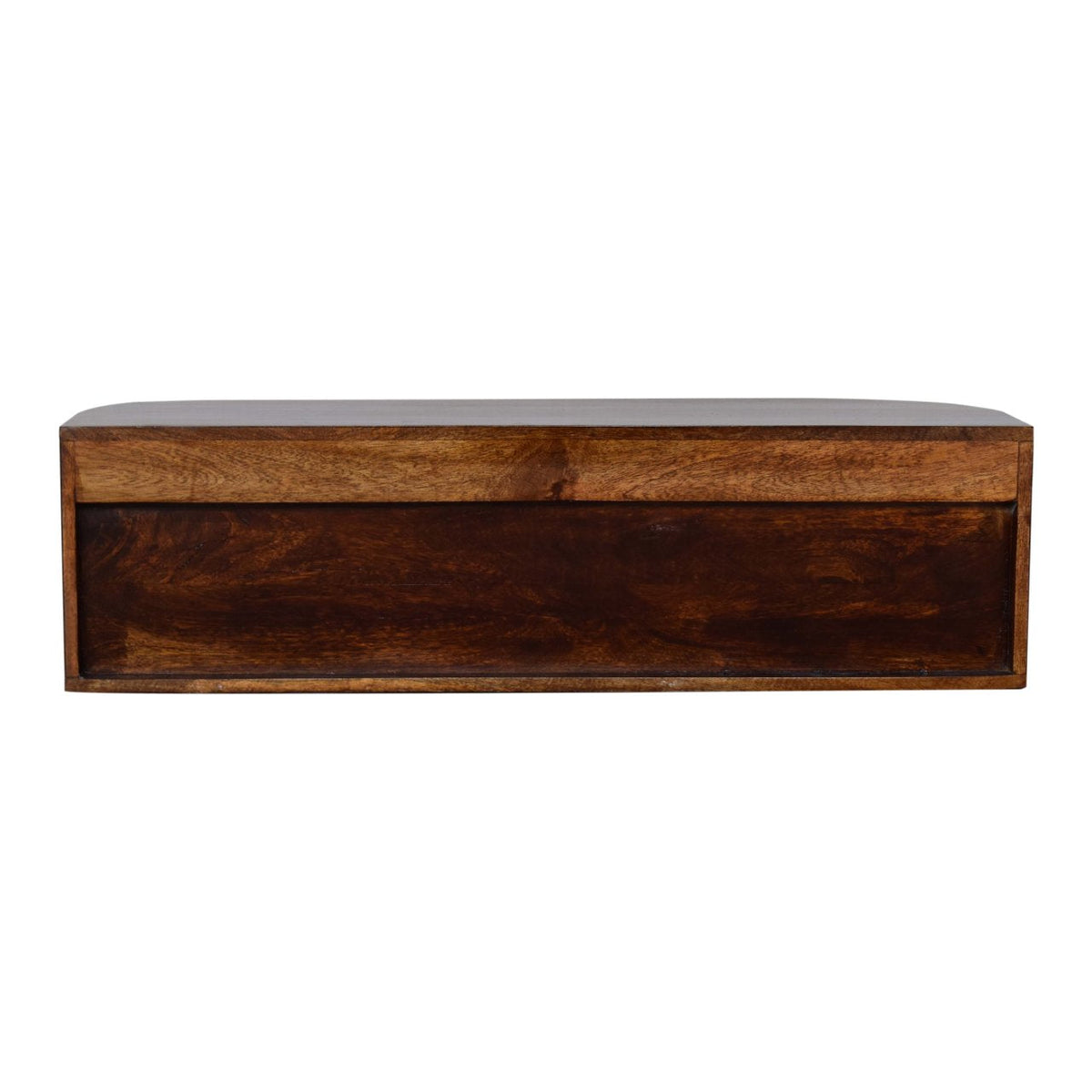 Solid Wood Chunky Chestnut Floating Bedside Table with Drawer and Shelf