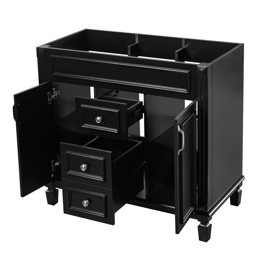 36" Bathroom Vanity Without Top Sink with Soft-Closing Doors - Black