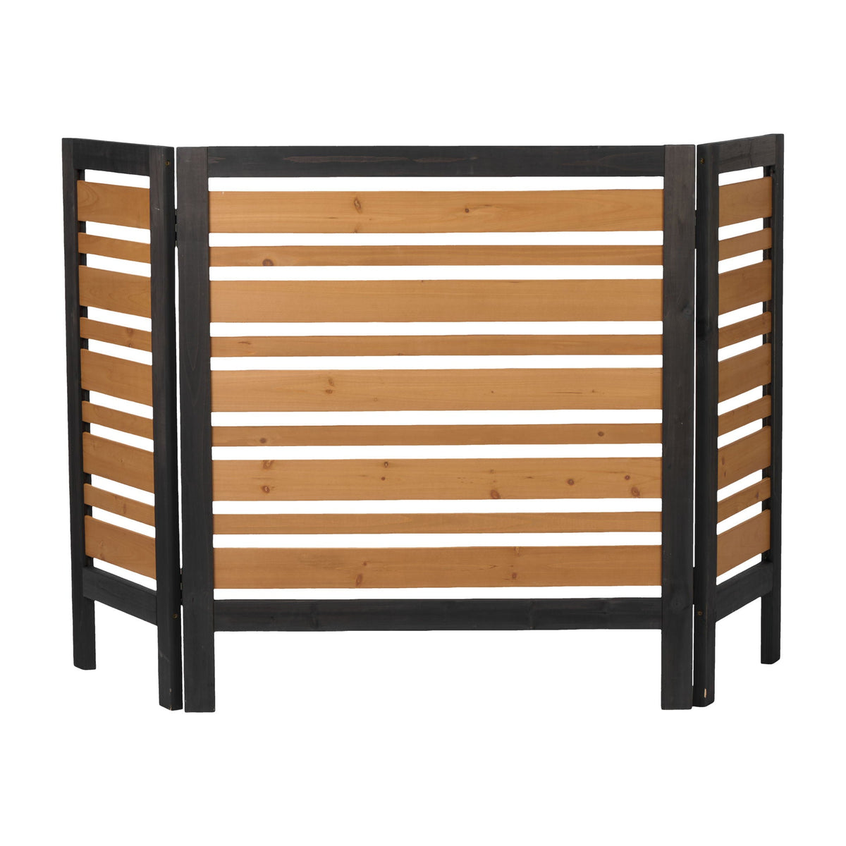 Outdoor Air Conditioner Fence Screen with Slatted Airflow - Light Brown